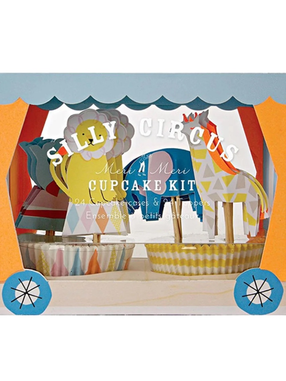 Meri Meri Silly Circus 24 Cupcake Kit Cases and Toppers